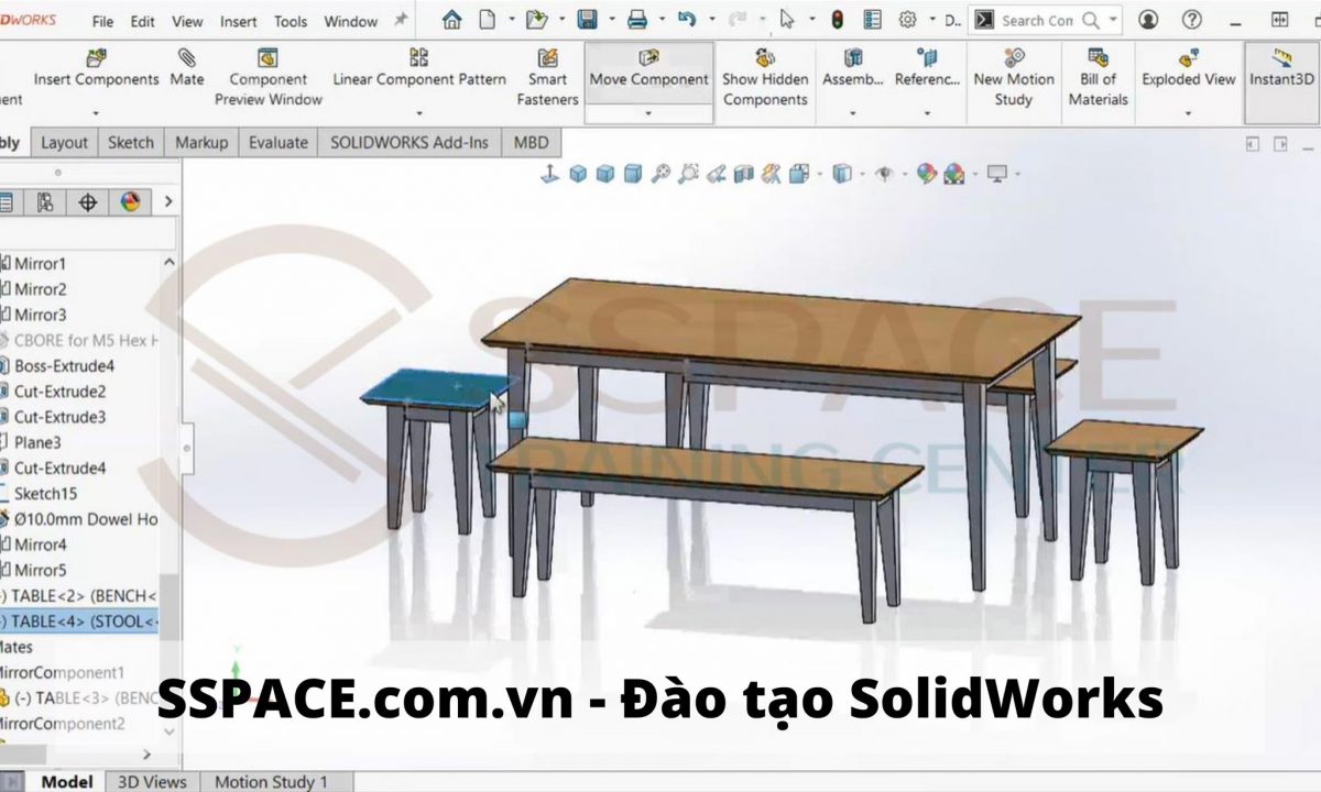 Đào tạo SolidWorks Nội Thất – Dạy & Học thiết kế bởi SSPACE SOLIDWORKS