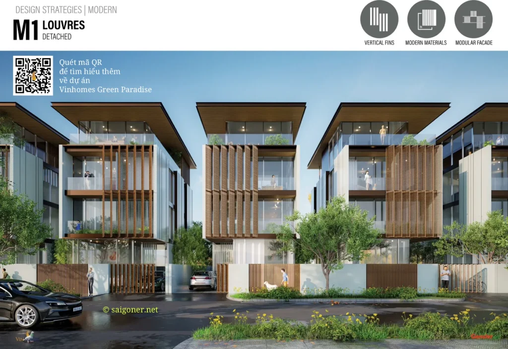 Thiết kế biệt thự đơn lập với phong cách Louvres tại Vinhomes Green Paradise Cần Giờ