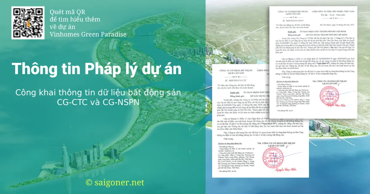 Văn bản Công khai thông tin CG-CTC và CG-NSPN dự án Vin Cần Giờ