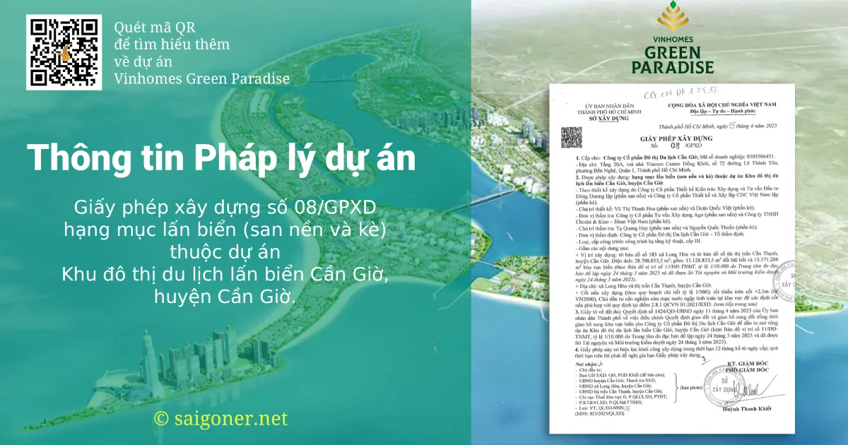 Giấy phép xây dựng hạng mục lấn biển dự án Vinhomes Green Paradise Cần Giờ