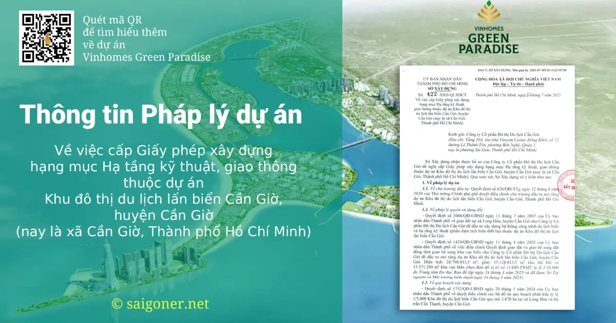 Cấp giấy phép xây dựng hạng mục Hà tầng kỹ thuật, giao thông dự án Vin Cần Giờ