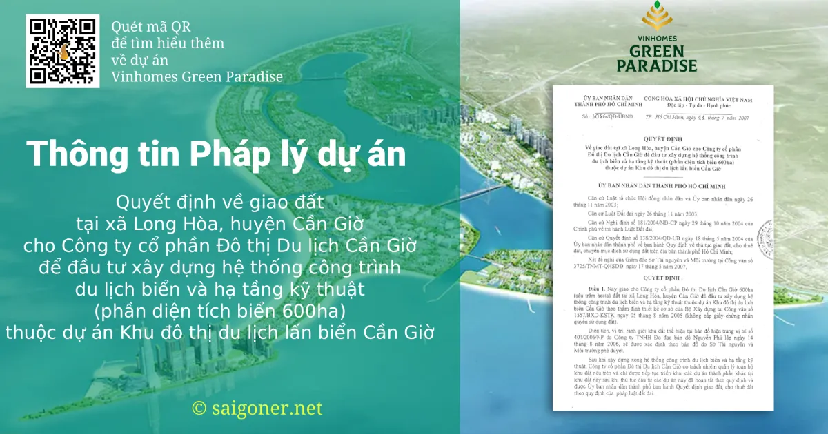 Quyết định UBND giao đất cho dự án Vinhomes Green Paradise Cần Giờ
